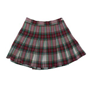 Aerie Mini Skirt‎ Medium Red Green Plaid Pleated Academic Preppy Tartan School